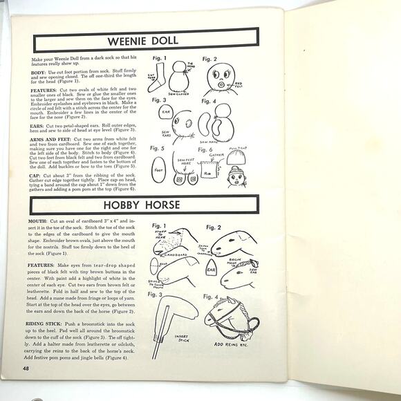 Vintage 1967 "How To Make Sock Toys" Booklet Over 50 Toys To Make 48 Pages - Picture 8 of 8